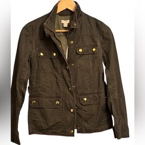 J.Crew women’s military jacket waxed cotton size XS green